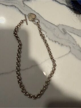 Tiffany & Co. Polished Silver Heart Toggle Necklace